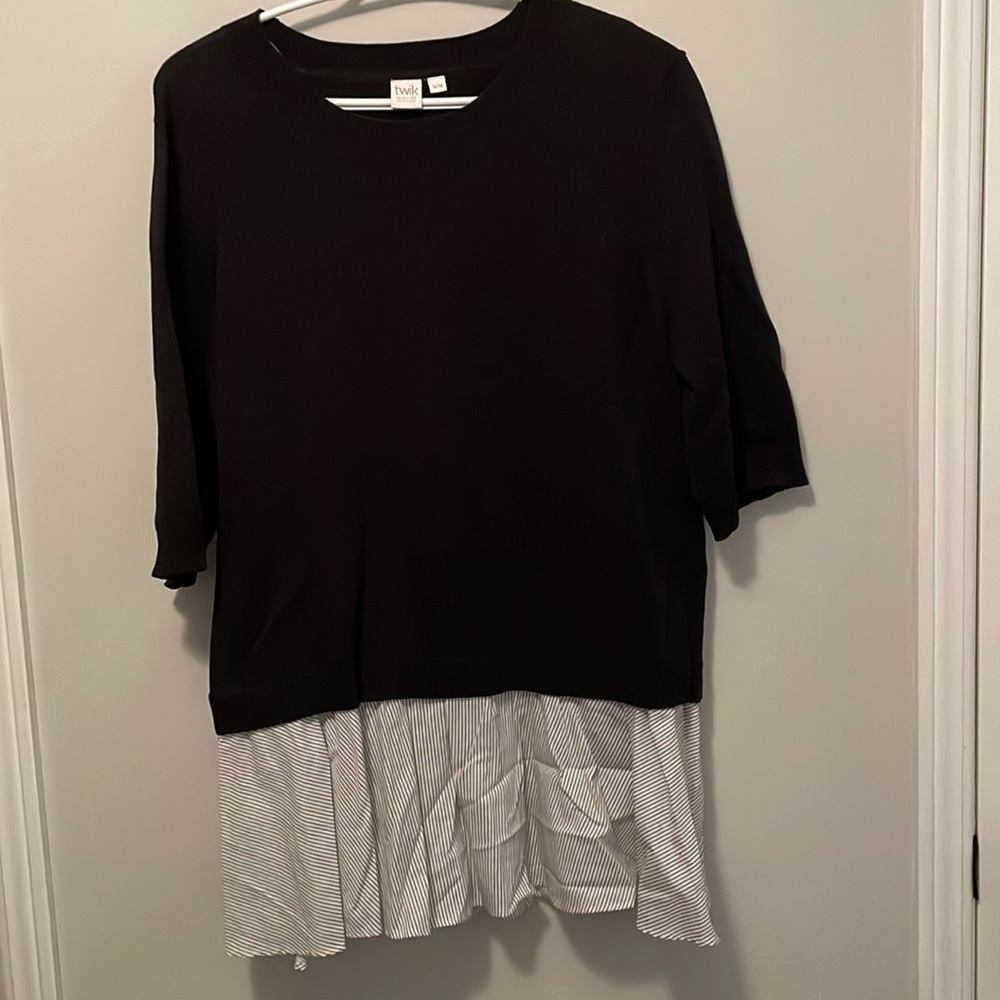 Black sweater with blouse fooler